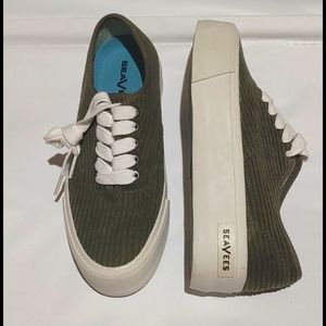SeaVees women's malson olive green corduroy shoe, LAST CHANCE